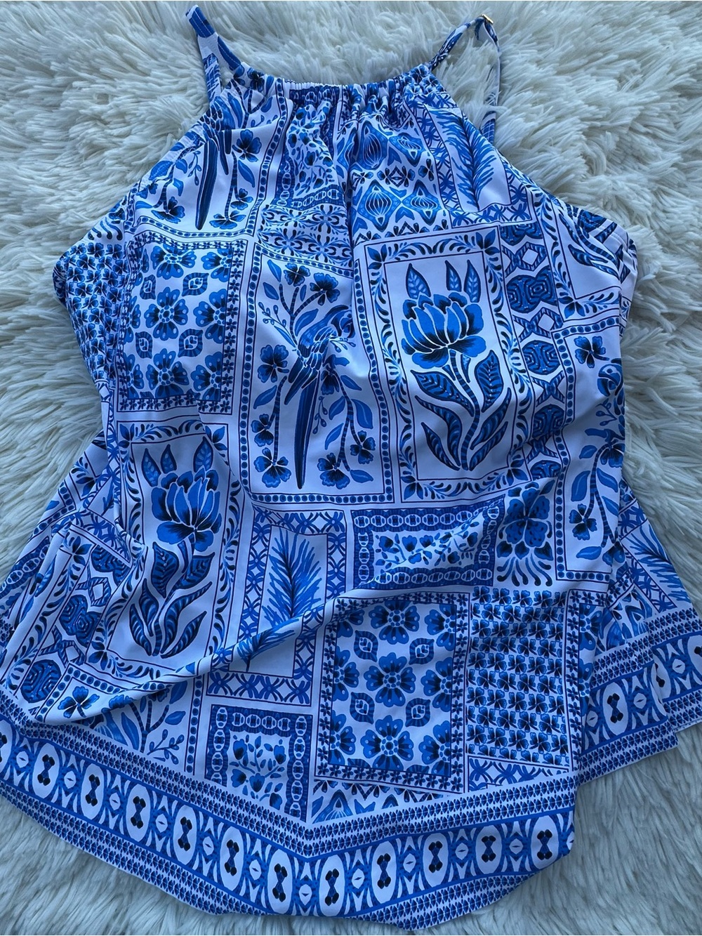 Beyond Control Blue Floral Halter Tankini top - Women